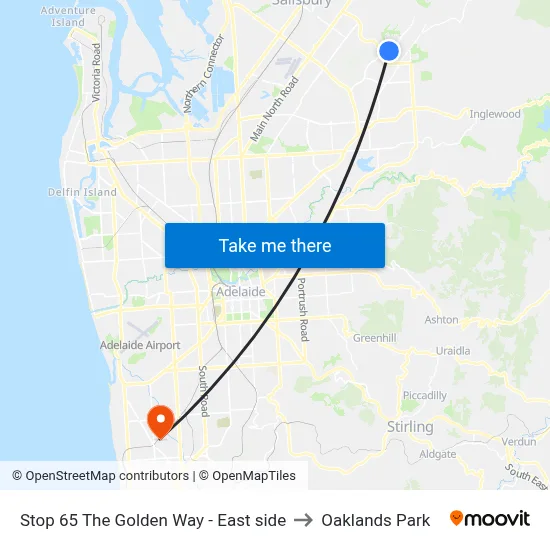 Stop 65 The Golden Way - East side to Oaklands Park map