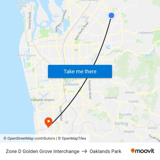 Zone D Golden Grove Interchange to Oaklands Park map