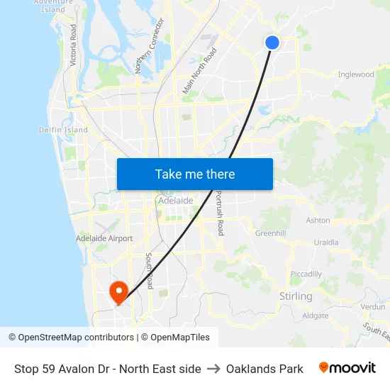 Stop 59 Avalon Dr - North East side to Oaklands Park map