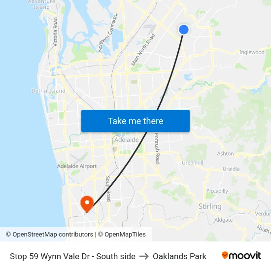 Stop 59 Wynn Vale Dr - South side to Oaklands Park map