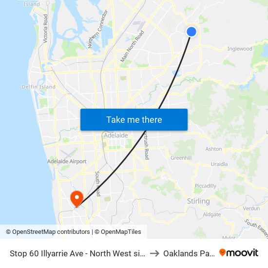 Stop 60 Illyarrie Ave - North West side to Oaklands Park map