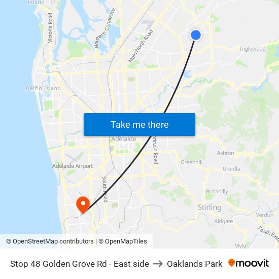 Stop 48 Golden Grove Rd - East side to Oaklands Park map