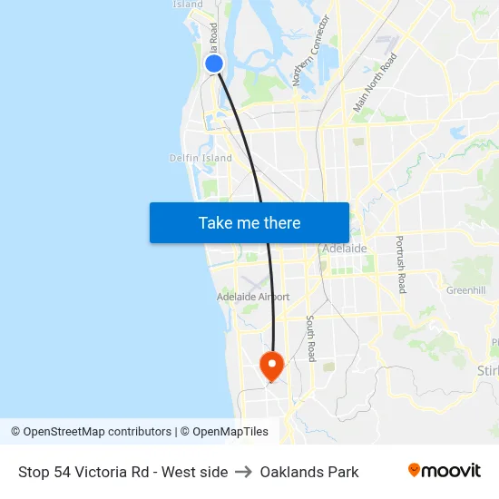 Stop 54 Victoria Rd - West side to Oaklands Park map