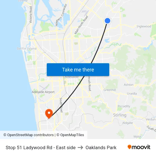 Stop 51 Ladywood Rd - East side to Oaklands Park map