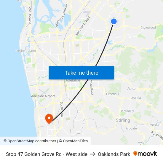 Stop 47 Golden Grove Rd - West side to Oaklands Park map
