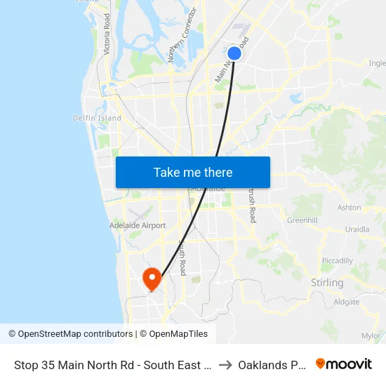 Stop 35 Main North Rd - South East side to Oaklands Park map