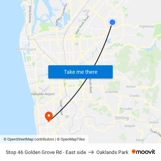 Stop 46 Golden Grove Rd - East side to Oaklands Park map