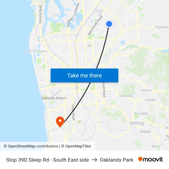 Stop 39D Sleep Rd - South East side to Oaklands Park map