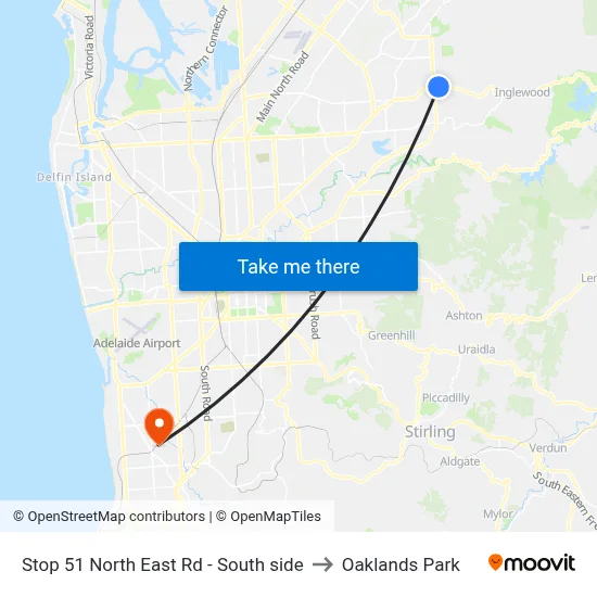 Stop 51 North East Rd - South side to Oaklands Park map