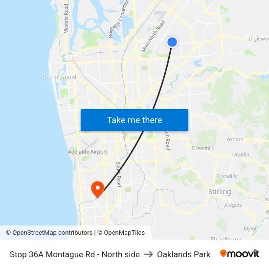 Stop 36A Montague Rd - North side to Oaklands Park map