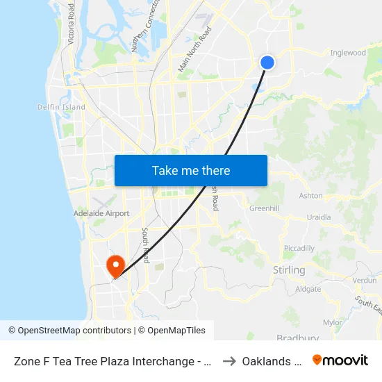 Zone F Tea Tree Plaza Interchange - East side to Oaklands Park map