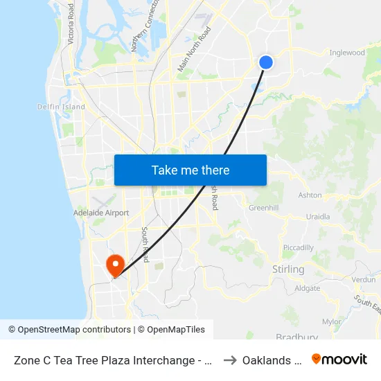 Zone C Tea Tree Plaza Interchange - West side to Oaklands Park map