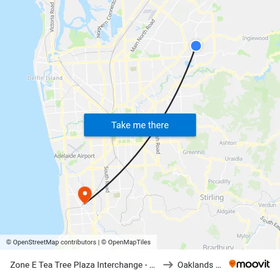 Zone E Tea Tree Plaza Interchange - East side to Oaklands Park map
