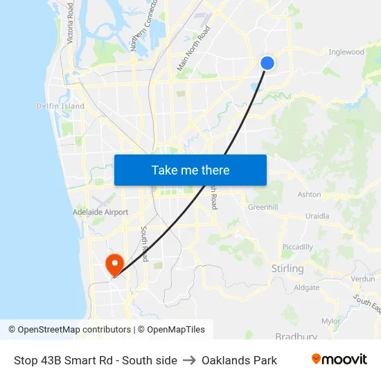 Stop 43B Smart Rd - South side to Oaklands Park map