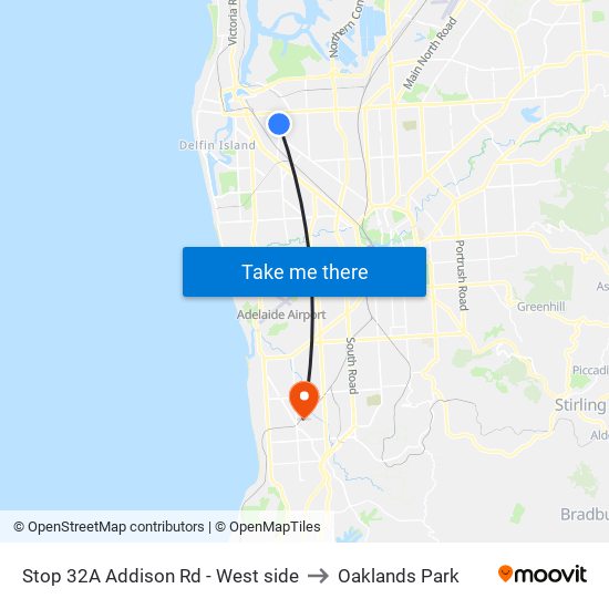 Stop 32A Addison Rd - West side to Oaklands Park map