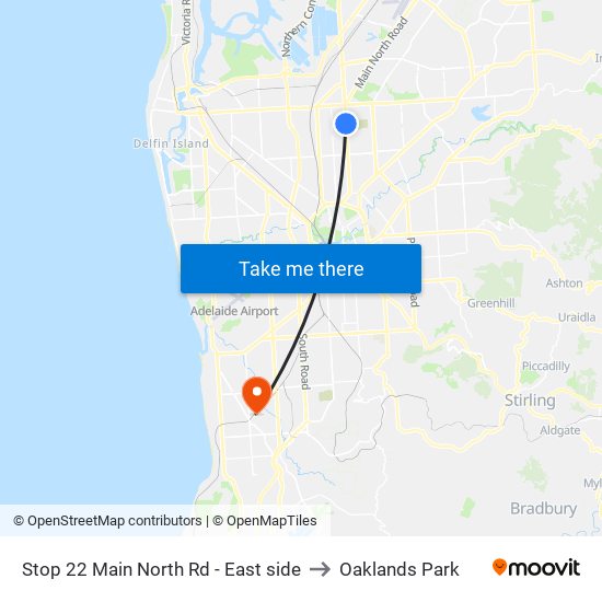 Stop 22 Main North Rd - East side to Oaklands Park map