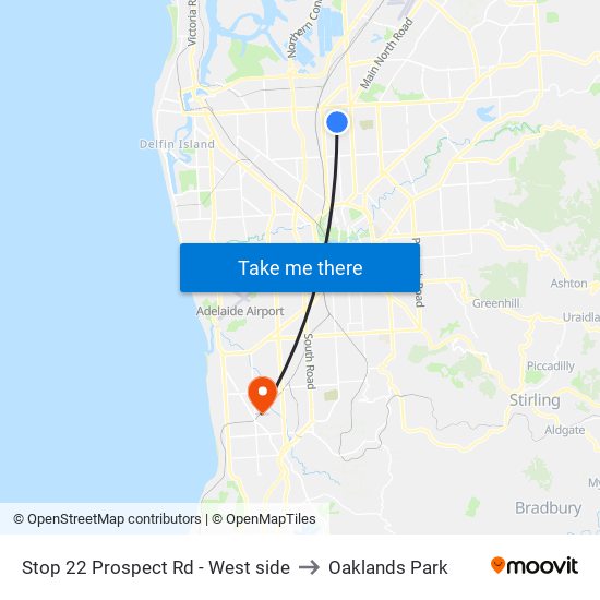 Stop 22 Prospect Rd - West side to Oaklands Park map