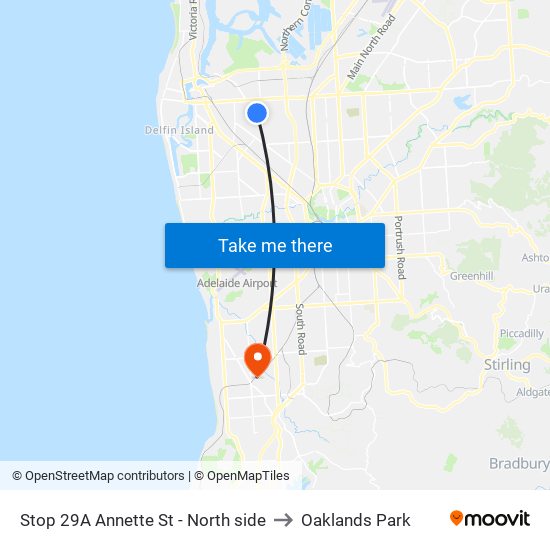 Stop 29A Annette St - North side to Oaklands Park map