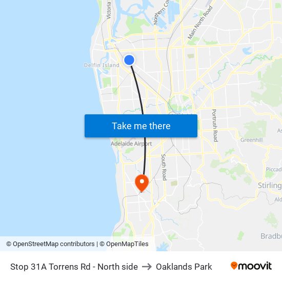 Stop 31A Torrens Rd - North side to Oaklands Park map