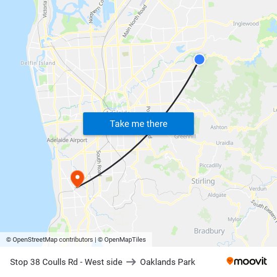 Stop 38 Coulls Rd - West side to Oaklands Park map