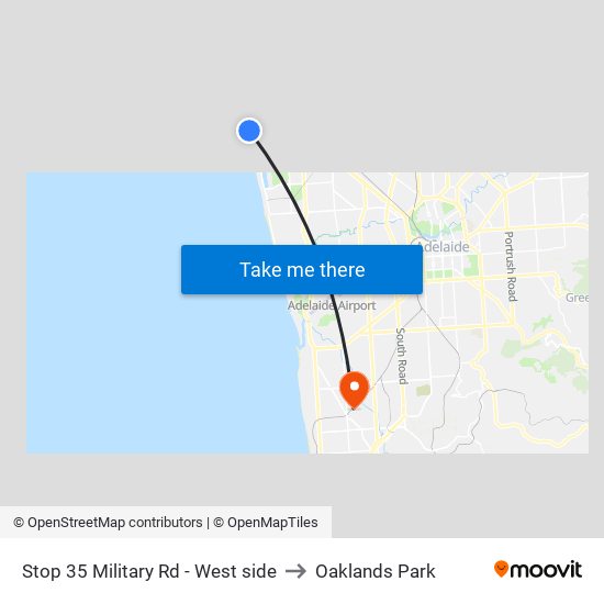 Stop 35 Military Rd - West side to Oaklands Park map