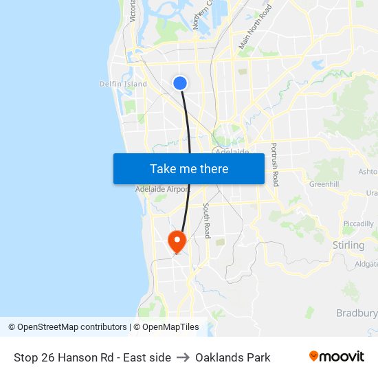 Stop 26 Hanson Rd - East side to Oaklands Park map