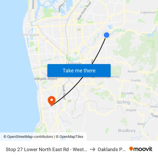 Stop 27 Lower North East Rd - West side to Oaklands Park map