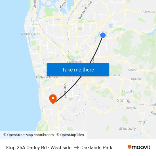 Stop 25A Darley Rd - West side to Oaklands Park map