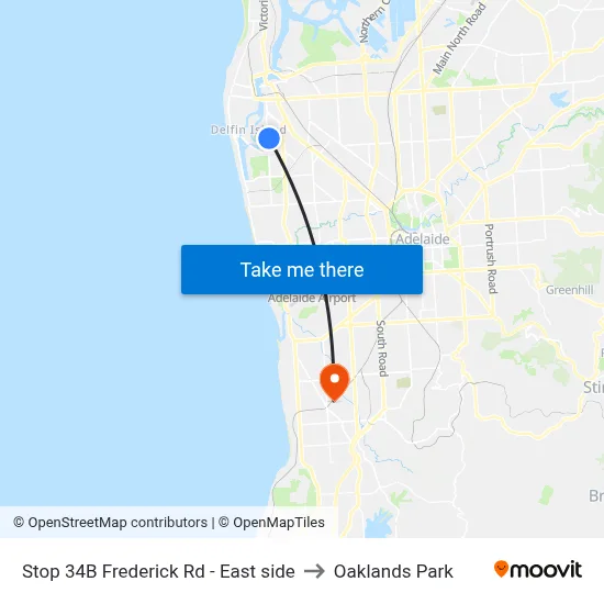 Stop 34B Frederick Rd - East side to Oaklands Park map