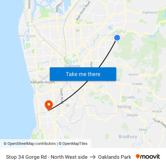 Stop 34 Gorge Rd - North West side to Oaklands Park map