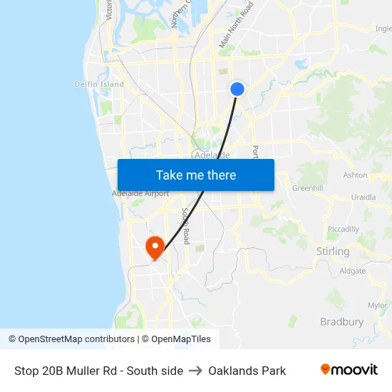 Stop 20B Muller Rd - South side to Oaklands Park map
