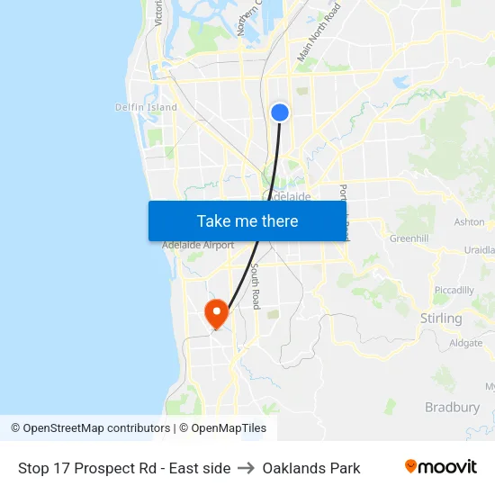 Stop 17 Prospect Rd - East side to Oaklands Park map