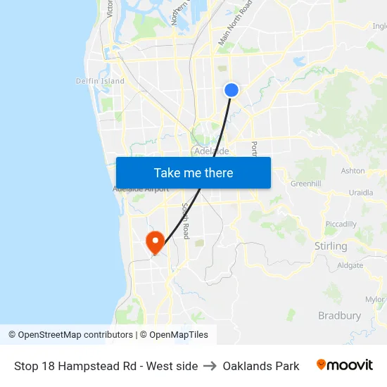 Stop 18 Hampstead Rd - West side to Oaklands Park map