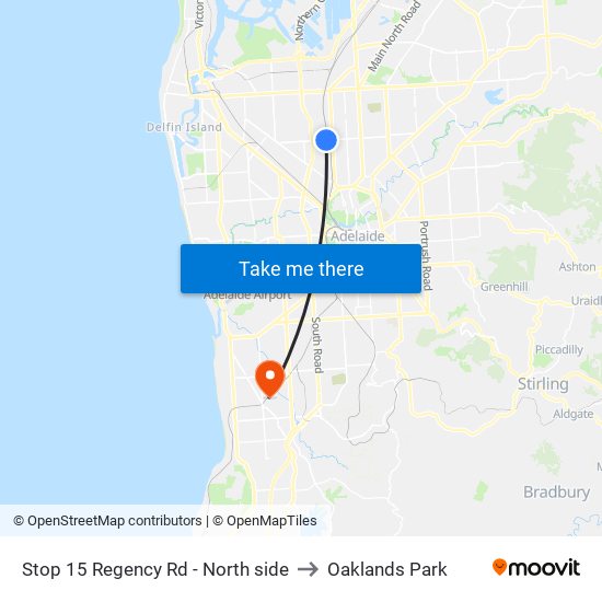 Stop 15 Regency Rd - North side to Oaklands Park map