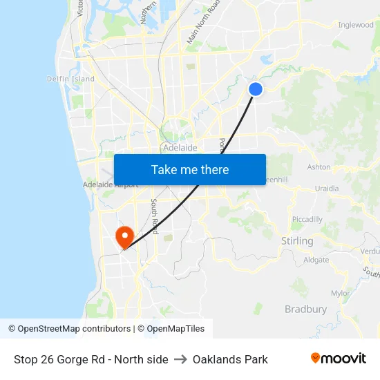 Stop 26 Gorge Rd - North side to Oaklands Park map