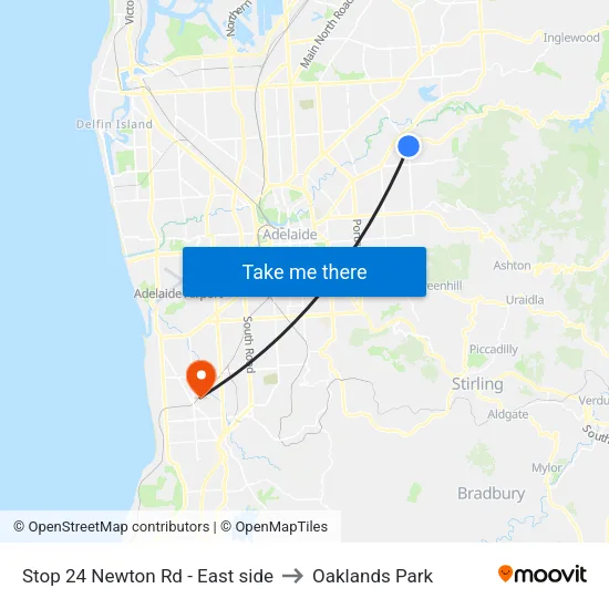 Stop 24 Newton Rd - East side to Oaklands Park map