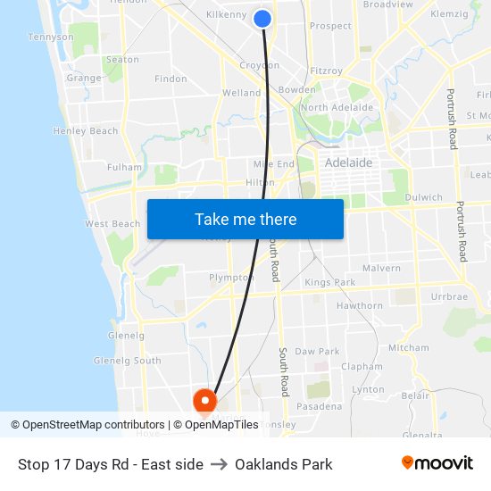 Stop 17 Days Rd - East side to Oaklands Park map