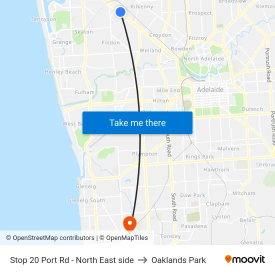 Stop 20 Port Rd - North East side to Oaklands Park map