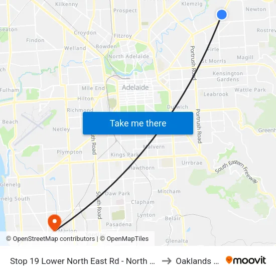 Stop 19 Lower North East Rd - North West side to Oaklands Park map
