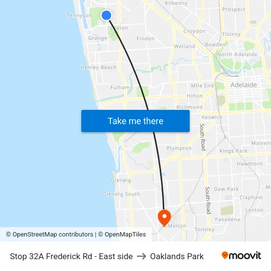 Stop 32A Frederick Rd - East side to Oaklands Park map