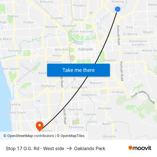 Stop 17 O.G. Rd - West side to Oaklands Park map