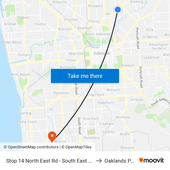 Stop 14 North East Rd - South East side to Oaklands Park map