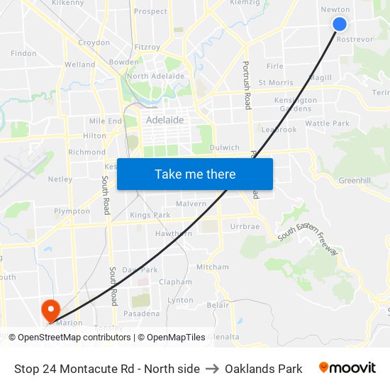 Stop 24 Montacute Rd - North side to Oaklands Park map