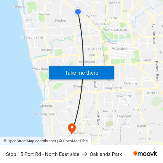 Stop 15 Port Rd - North East side to Oaklands Park map