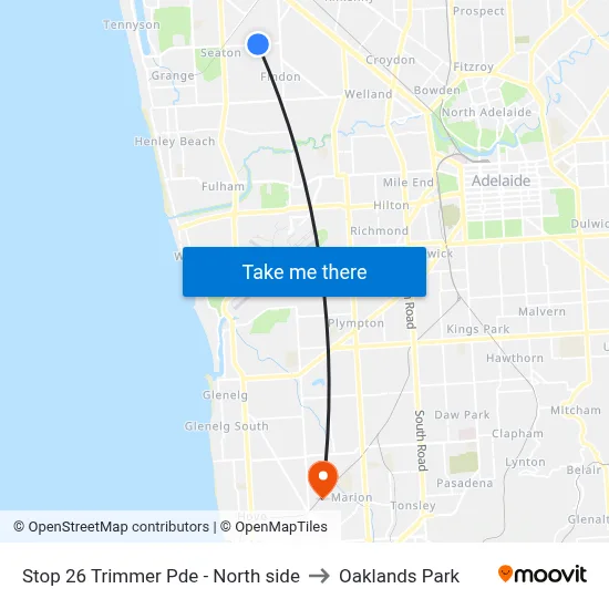 Stop 26 Trimmer Pde - North side to Oaklands Park map