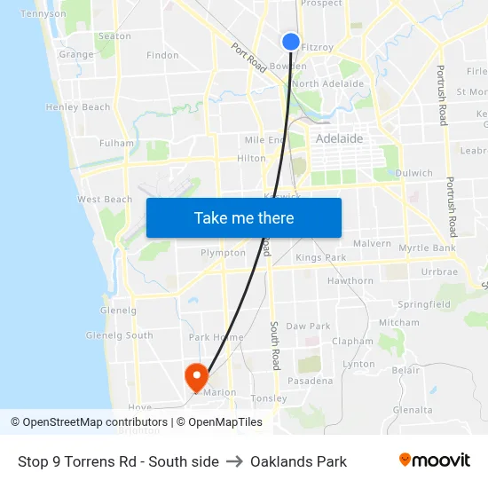 Stop 9 Torrens Rd - South side to Oaklands Park map