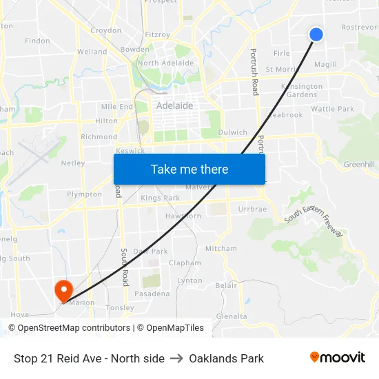 Stop 21 Reid Ave - North side to Oaklands Park map
