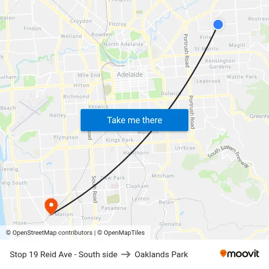 Stop 19 Reid Ave - South side to Oaklands Park map