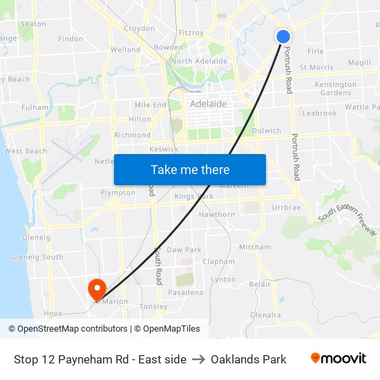 Stop 12 Payneham Rd - East side to Oaklands Park map