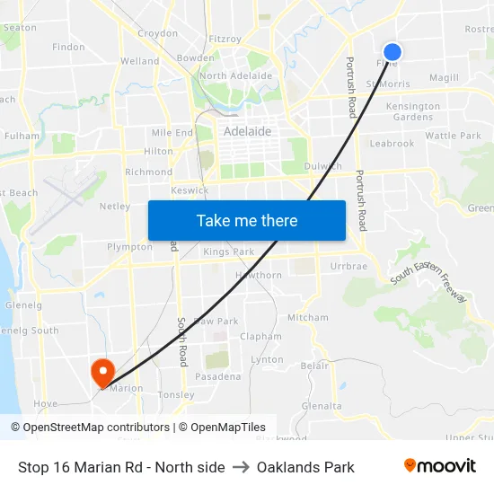 Stop 16 Marian Rd - North side to Oaklands Park map
